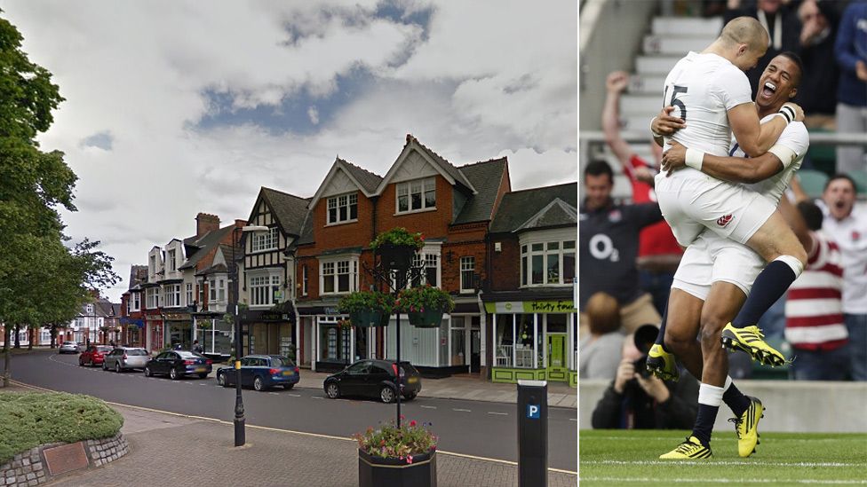 The town of Rugby and England playing rugby
