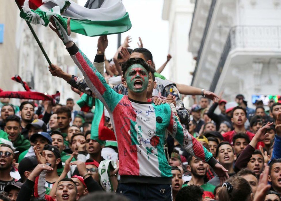Algerians protest at a demonstration for the departure of the Algerian regime in Algiers, Algeria - 3 May 2019