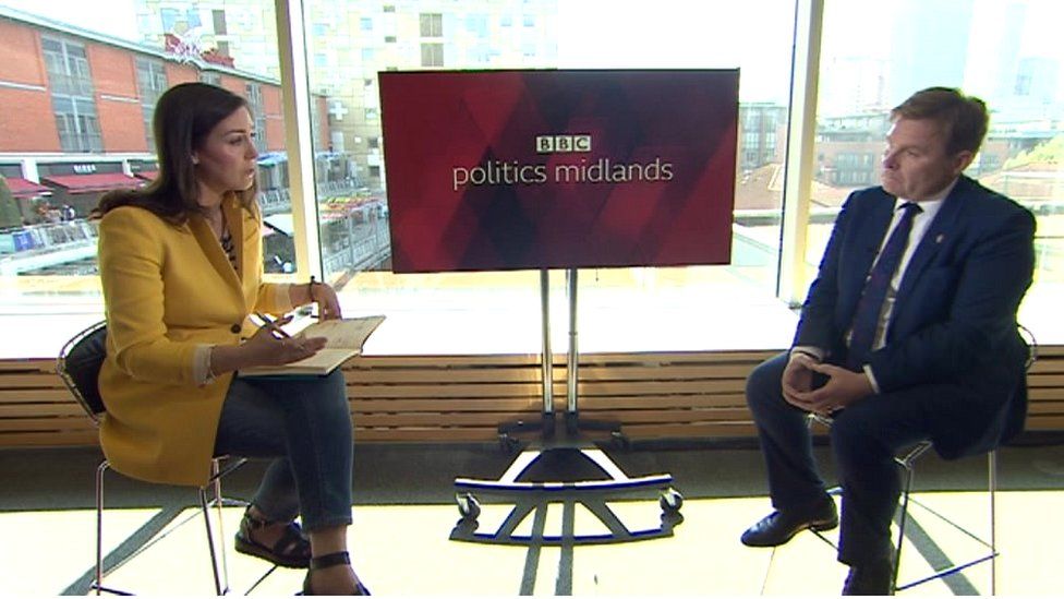 John Cotton being interviewed by BBC West Midlands' political editor
