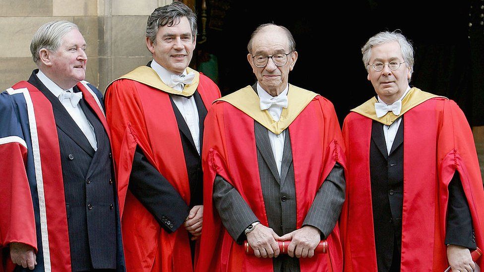 Sir Angus Grossart, Gordon Brown, Alan Greenspan and Mervyn King