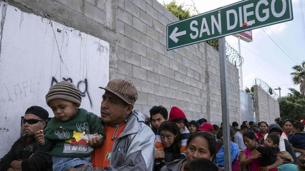 Central American migrants in the Mexican border city of Tijuana, near the US border. Photo: 27 April 2018