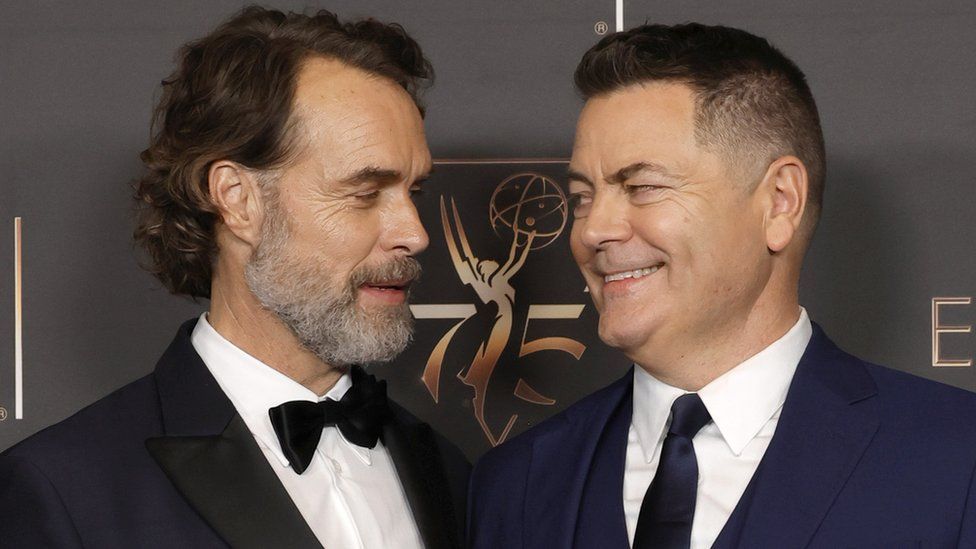 Murray Bartlett and Nick Offerman at the Emmys on 6 January