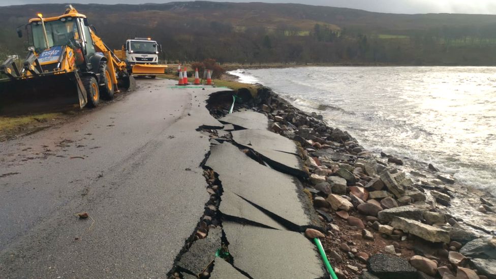 road collapse at Applecross Bay