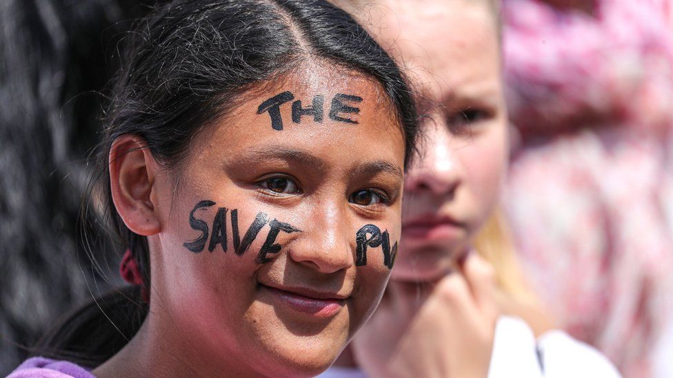 Students take part in a demonstration against climate change, in Frankfurt, Germany