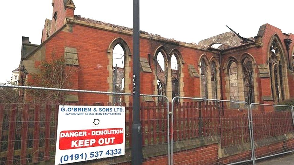 The remains of the Trinity United Reform Church building