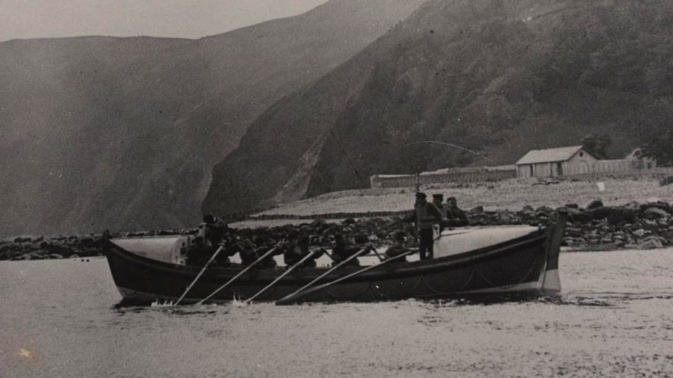 black and white image of the Louisa.