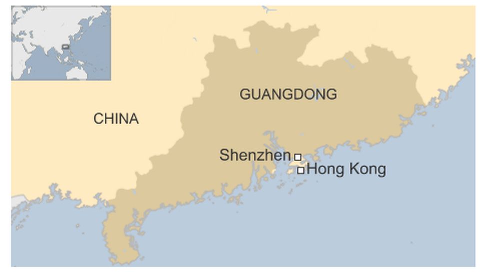 Map of Shenzhen and Hong Kong