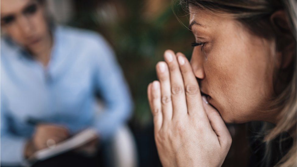 Woman at a CBT therapy session