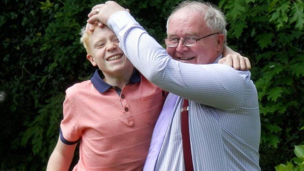 Will Hallett with his grandfather, Barry Hearnshaw