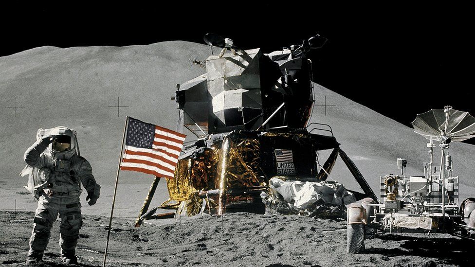 Lunar module on the moon