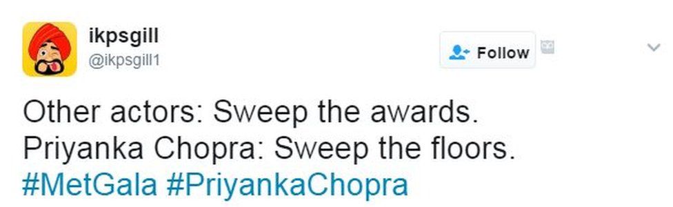Other actors: Sweep the awards. Priyanka Chopra: Sweep the floors.