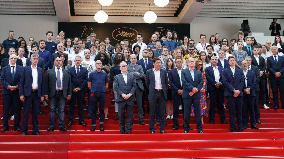 A minute's silence being held in Cannes