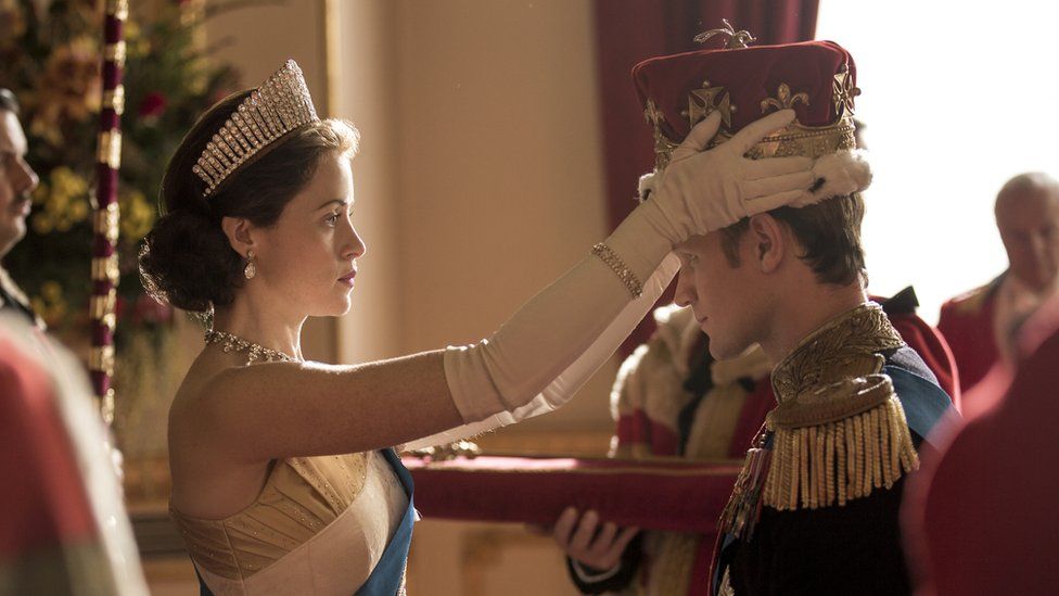 Claire Foy as the Queen and Matt Smith as Prince Philip in The Crown
