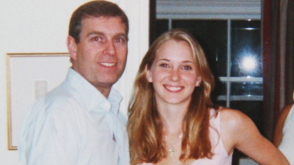 Prince Andrew with Virginia Roberts in 2001