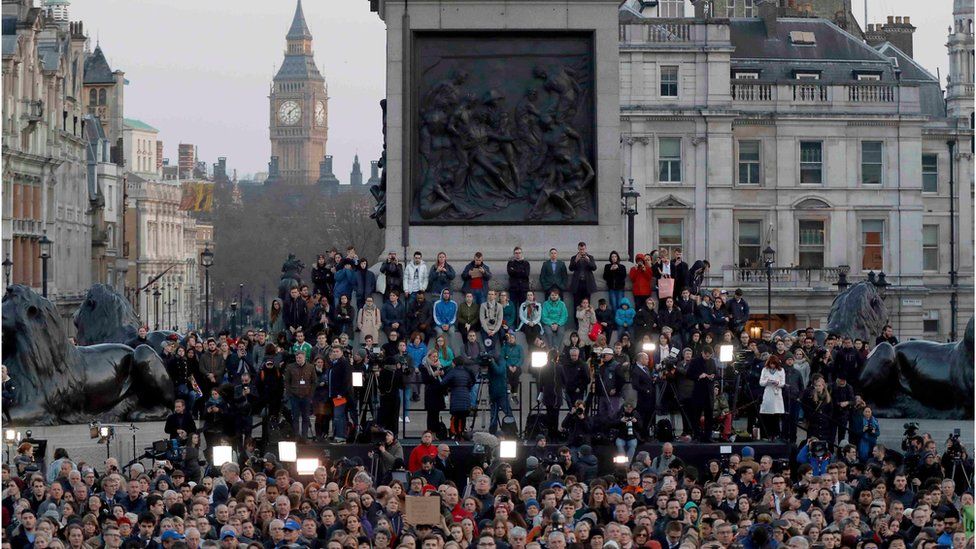 Crowds at Trafalgar Square