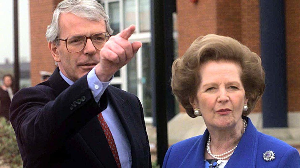 John Major and Margaret Thatcher