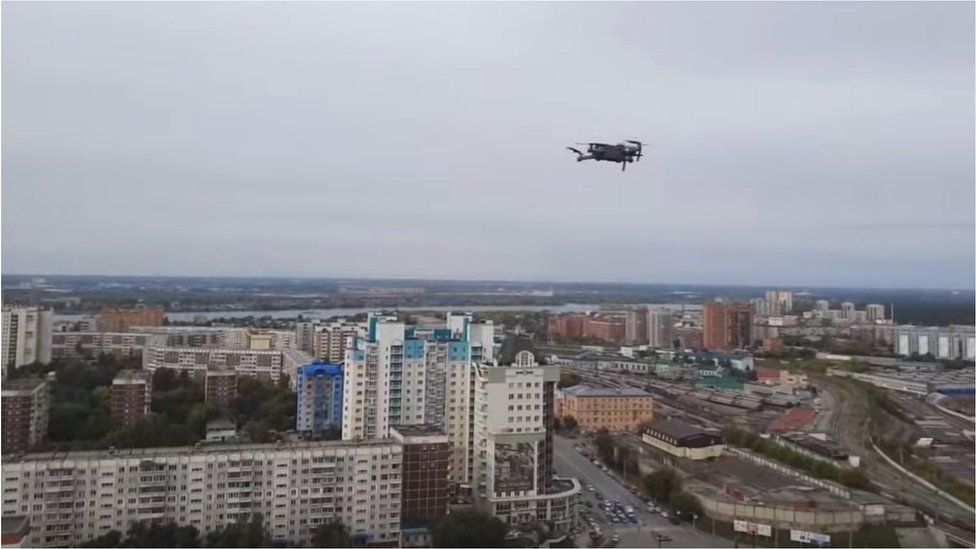 A drone released by Russian activist