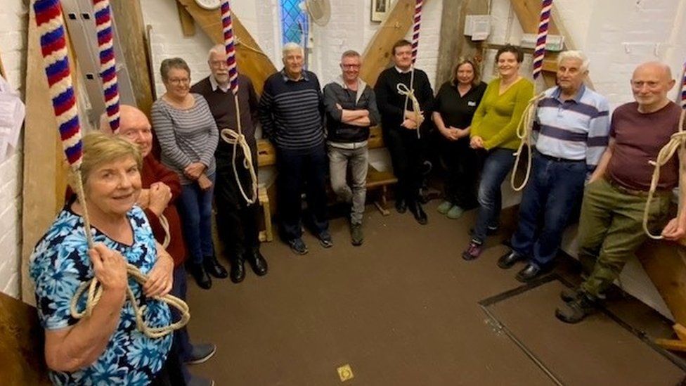 Bell ringers from All Saints Church, Stisted, Essex