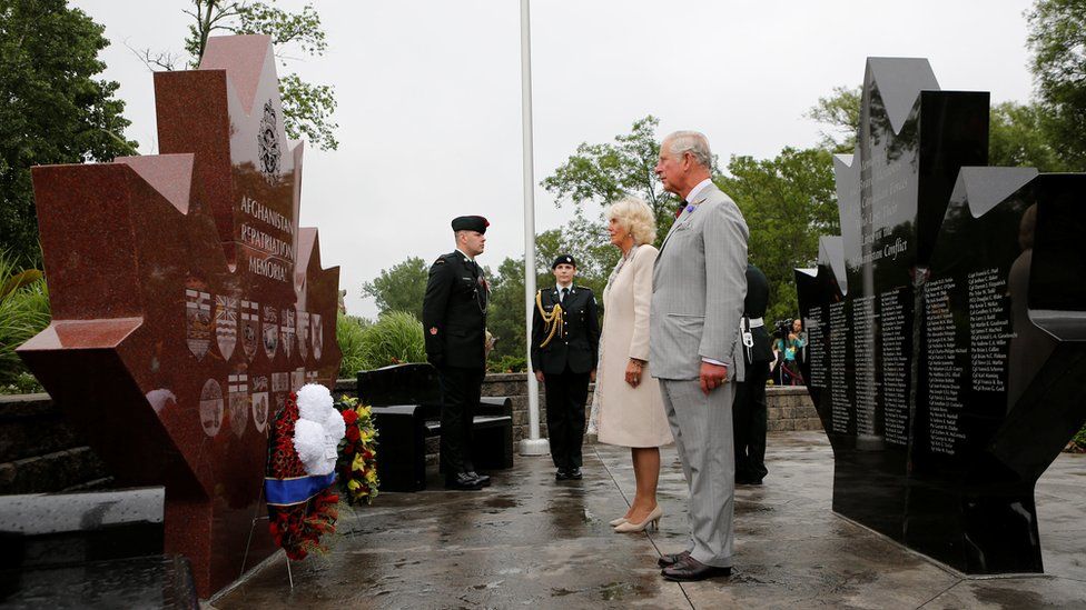 Prince Charles and Camilla at the Afghanistan Repatriation Memorial in Trenton