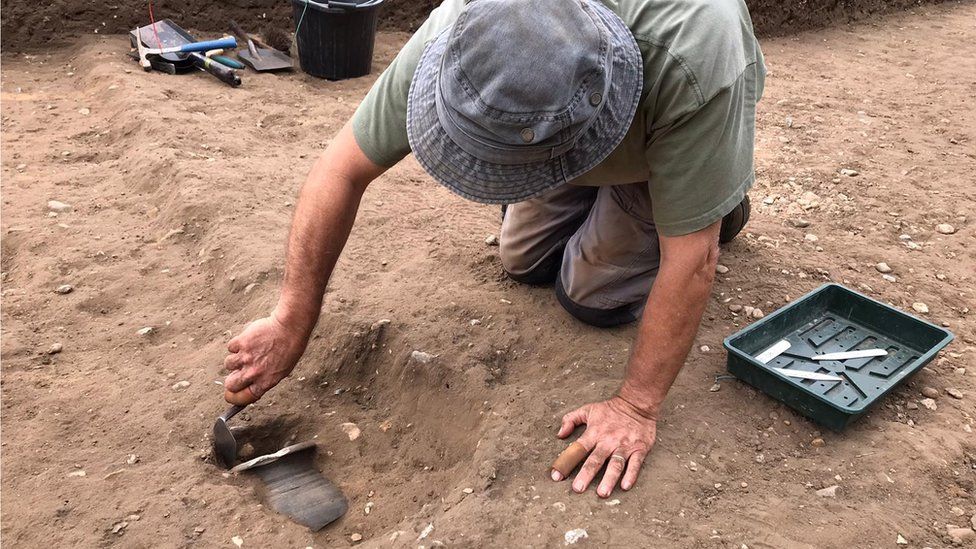 Newly uncovered Roman pottery found in Friston Field