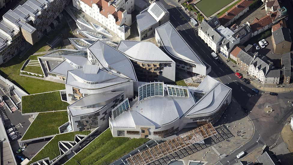 Vue aérienne du bâtiment du parlement écossais