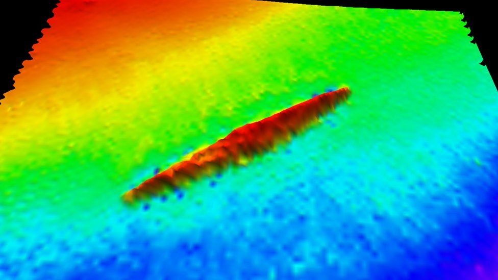 Survey data showing HMAS AE1 on the sea bed.