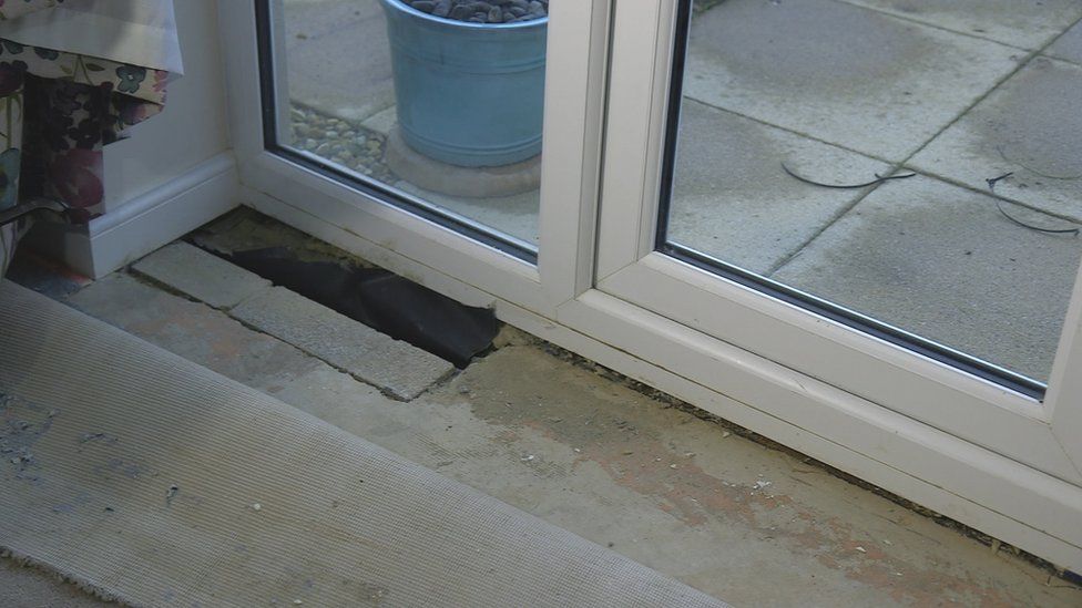 The hole next to the patio door