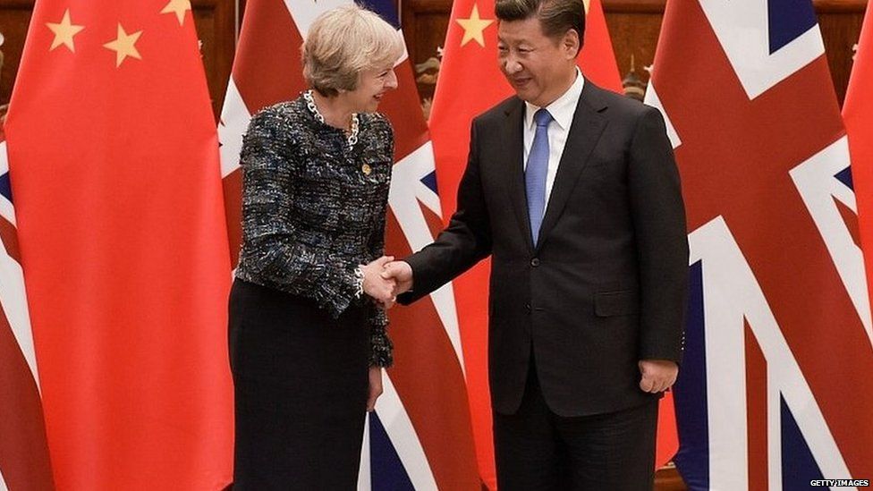 Theresa May and Xi Jinping at the G20 summit in 2016