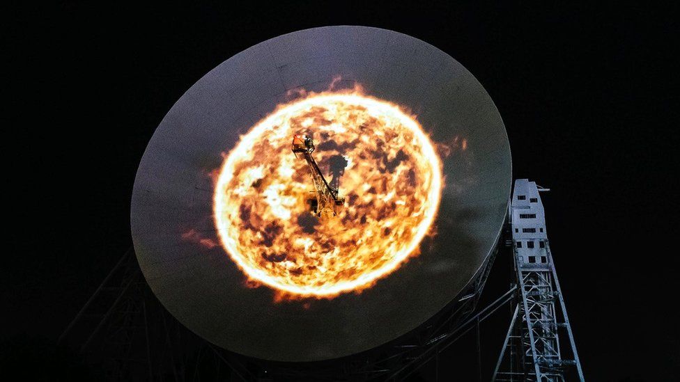 An image of the Sun projected onto the Lovell radio telescope
