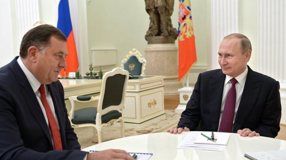 Milorad Dodik with Russian President Vladimir Putin in Moscow, 22 Sep 16