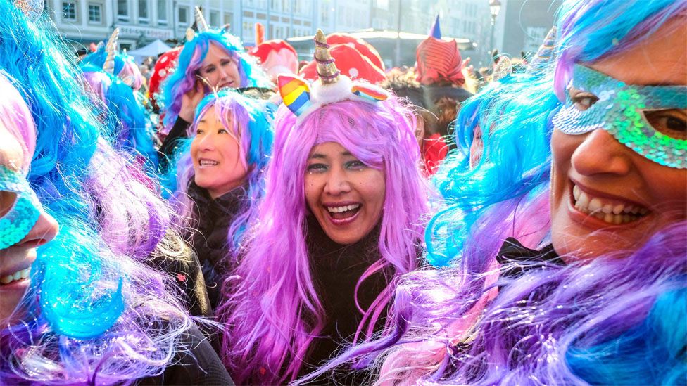 Women at a street carnival