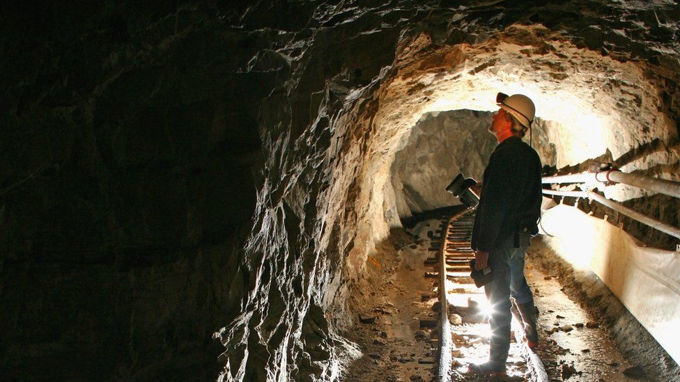 Inspecting the mine in 2008