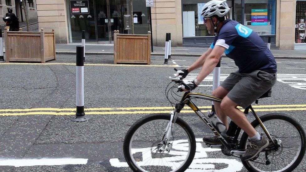Cyclist on Grey Street, Newcastle
