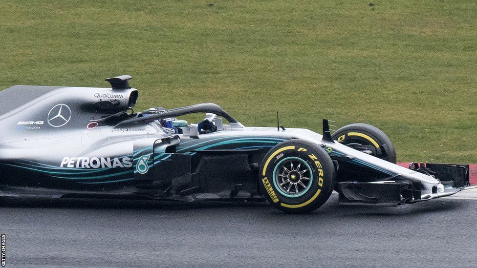 Finland's Valtteri Bottas test drives the new 2018 season Mercedes-AMG F1 W09
