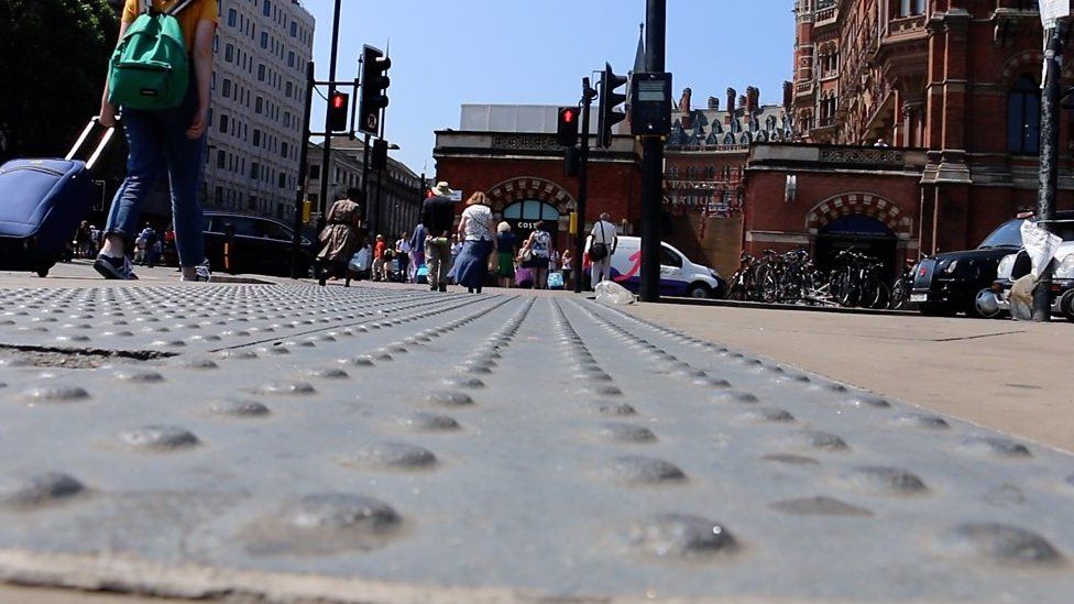 Tactile paving seen on the street