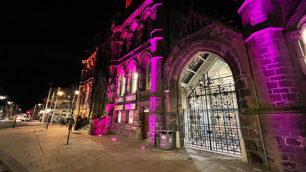 The Town Hall has closed entrances after buildings were locked down