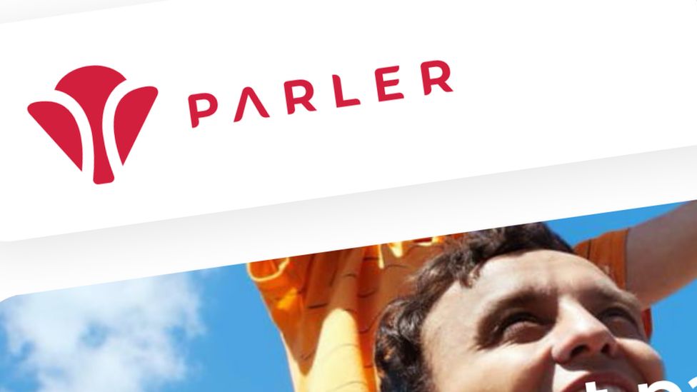 The Parler logo in a screenshot from its website