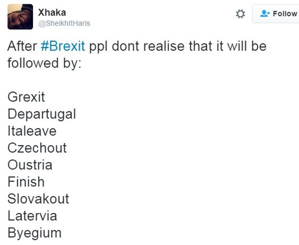 "After #Brexit ppl dont realise that it will be followed by Grexit etc"