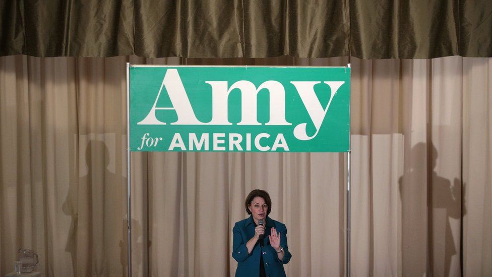 Democratic presidential candidate Sen. Amy Klobuchar (D-MN) speaks during a campaign event at Cedar Falls Womans Club