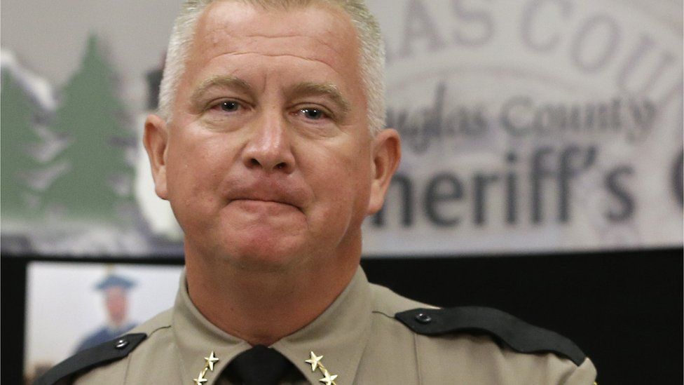 Douglas County Sheriff John Hanlin appears at a press conference on 3 October 2015
