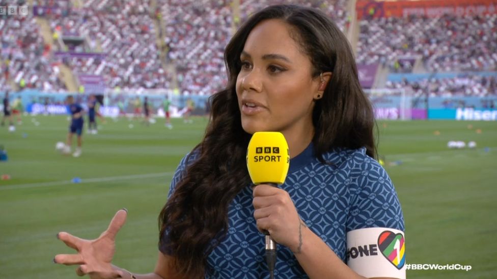 BBC pundit Alex Scott wore the OneLove armband prior to England's World Cup opener against Iran