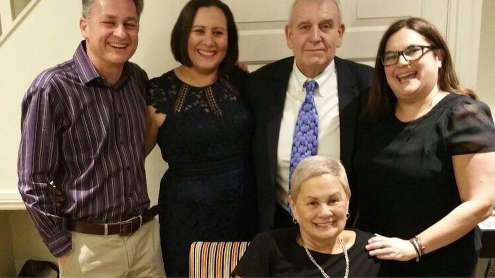 Bernie Weallans with husband Martin and her children