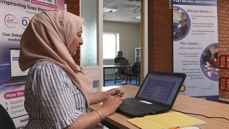 A volunteer at a databank