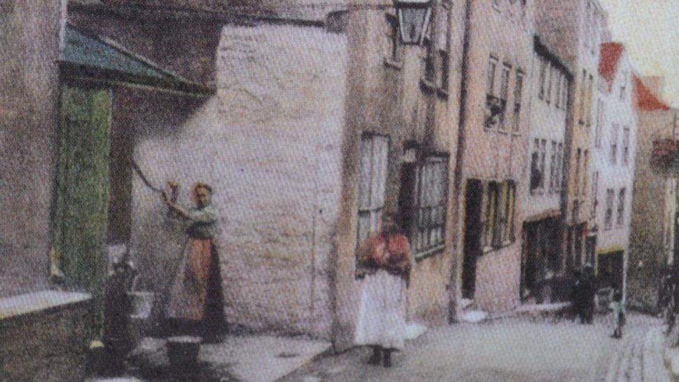 A painting of the street where Nicolas Blondel lived in St Peter Port