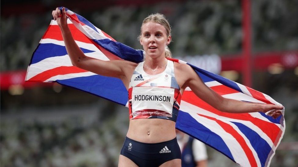 Keely Hodgkinson after winning the women's silver in the 800m at Tokyo 2020