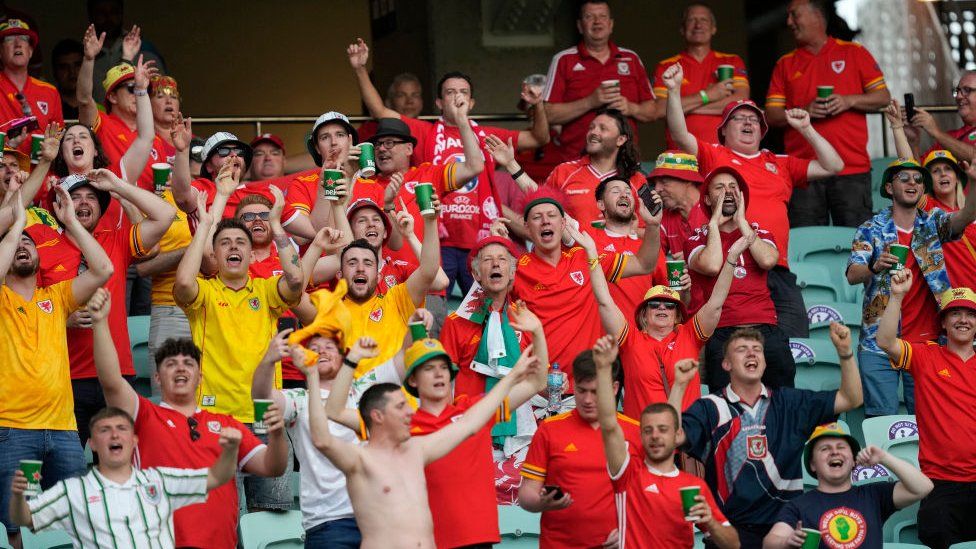 Wales fans in Baku