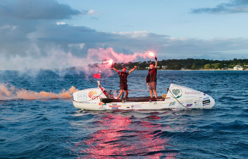 Ocean Brothers complete 3 000 mile row across Atlantic BBC News