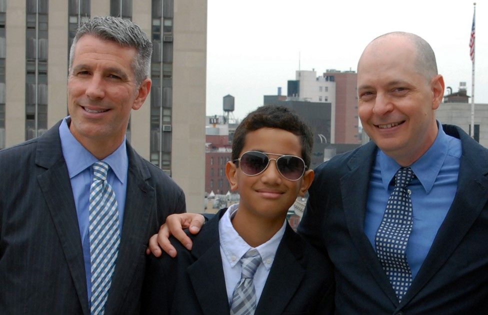 Danny, Kevin and Pete pose for a picture after Danny and Pete's wedding ceremony