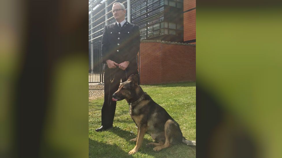 PC Dave Wardell and police dog Finn