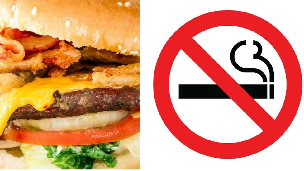 Burger and no smoking sign